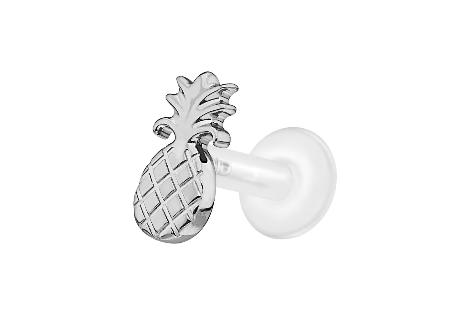 PTFE Labret Piercing mit Innengewinde + Titan-Aufsatz ANANAS